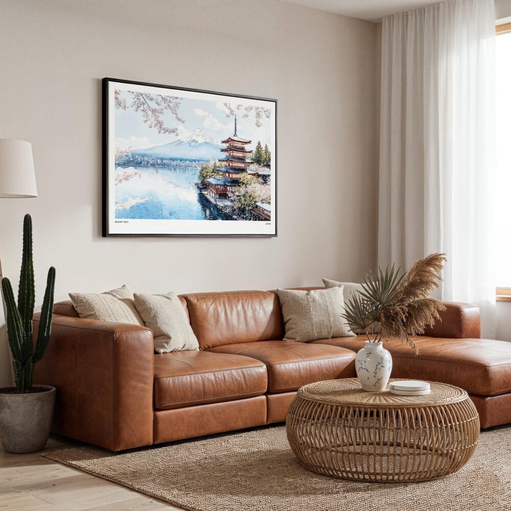 01 - Framed Japan Mount Fuji Watercolor Art - Horizontal Canvas Print - Boho Living Room.jpg 01 - Framed Japan Mount Fuji Watercolor Art - Horizontal Canvas Print - Boho Living Room.jpg