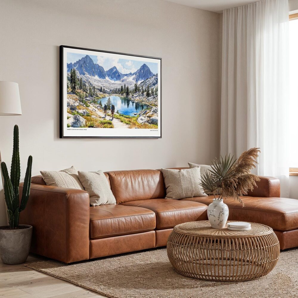 01 - Framed Kings Canyon National Park Watercolor - Horizontal Canvas Print - Boho Living Room.jpg 01 - Framed Kings Canyon National Park Watercolor - Horizontal Canvas Print - Boho Living Room.jpg
