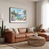 01 - Framed Lake Tahoe Watercolor - Horizontal Canvas Print - Boho Living Room.jpg