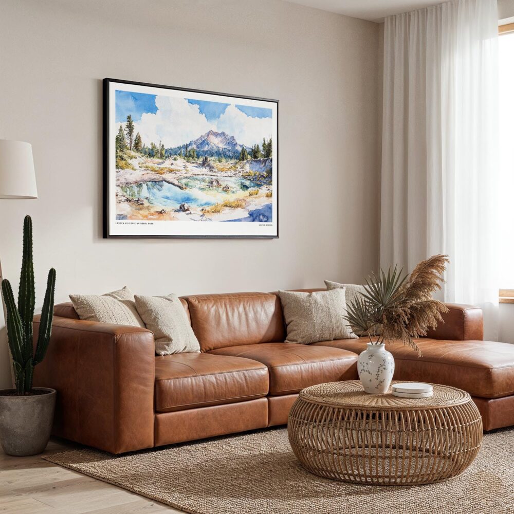 01 - Framed Lassen Volcanic National Park Watercolor - Horizontal Canvas Print - Boho Living Room.jpg 01 - Framed Lassen Volcanic National Park Watercolor - Horizontal Canvas Print - Boho Living Room.jpg