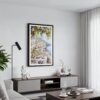 01 - Framed Morning Coffee in Amalfi Coast Watercolor Canvas Print - Contemporary Living Room - Vertical.jpg