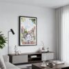 01 - Framed Morning Coffee in Amsterdam Watercolor Canvas Print - Contemporary Living Room - Vertical.jpg