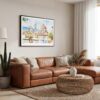 01 - Framed Morning Coffee in Florence Italy with Cathedral Watercolor Art - Horizontal Canvas Print - Boho Living Room.jpg