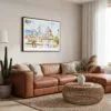 01 - Framed Morning Coffee in Florence Italy with Cathedral Watercolor Art - Horizontal Canvas Print - Boho Living Room.jpg