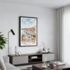 01 - Framed Morning Coffee in Porto Watercolor Canvas Print - Contemporary Living Room - Vertical.jpg
