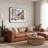 01 - Framed NYC Manhattan Bridge Watercolor Art - Horizontal Canvas Print - Boho Living Room.jpg