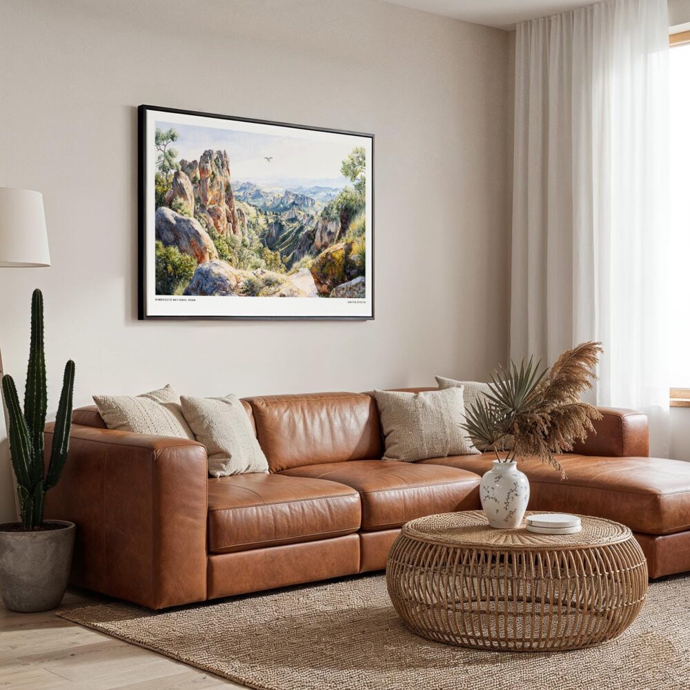 01 - Framed Pinnacles National Park Watercolor - Horizontal Canvas Print - Boho Living Room.jpg 01 - Framed Pinnacles National Park Watercolor - Horizontal Canvas Print - Boho Living Room.jpg