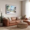 01 - Framed Seattle Skyline Watercolor Art - Horizontal Canvas Print - Boho Living Room.jpg