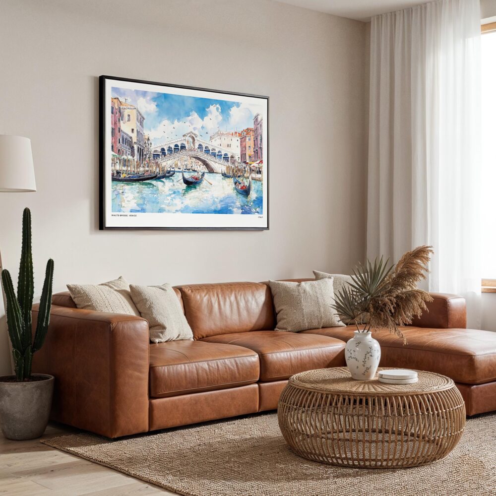 01 - Framed Venice Italy Rialto Bridge Watercolor Art - Horizontal Canvas Print - Boho Living Room.jpg 01 - Framed Venice Italy Rialto Bridge Watercolor Art - Horizontal Canvas Print - Boho Living Room.jpg