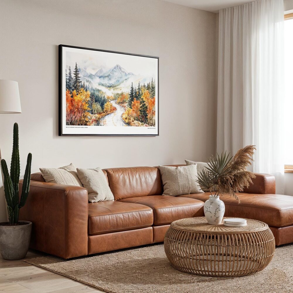01 - Framed White Mountains National Park Watercolor - Horizontal Canvas Print - Boho Living Room.jpg 01 - Framed White Mountains National Park Watercolor - Horizontal Canvas Print - Boho Living Room.jpg