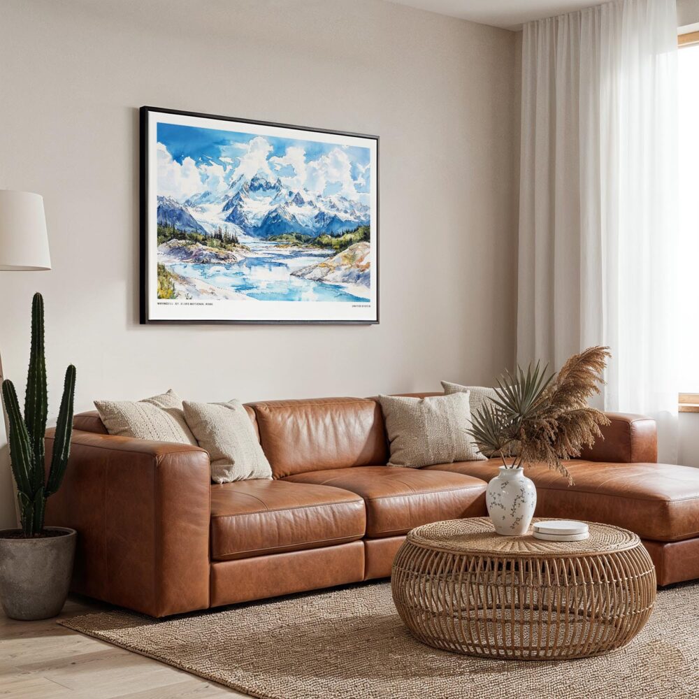 01 - Framed Wrangell–St. Elias National Park Watercolor - Horizontal Canvas Print - Boho Living Room.jpg 01 - Framed Wrangell–St. Elias National Park Watercolor - Horizontal Canvas Print - Boho Living Room.jpg