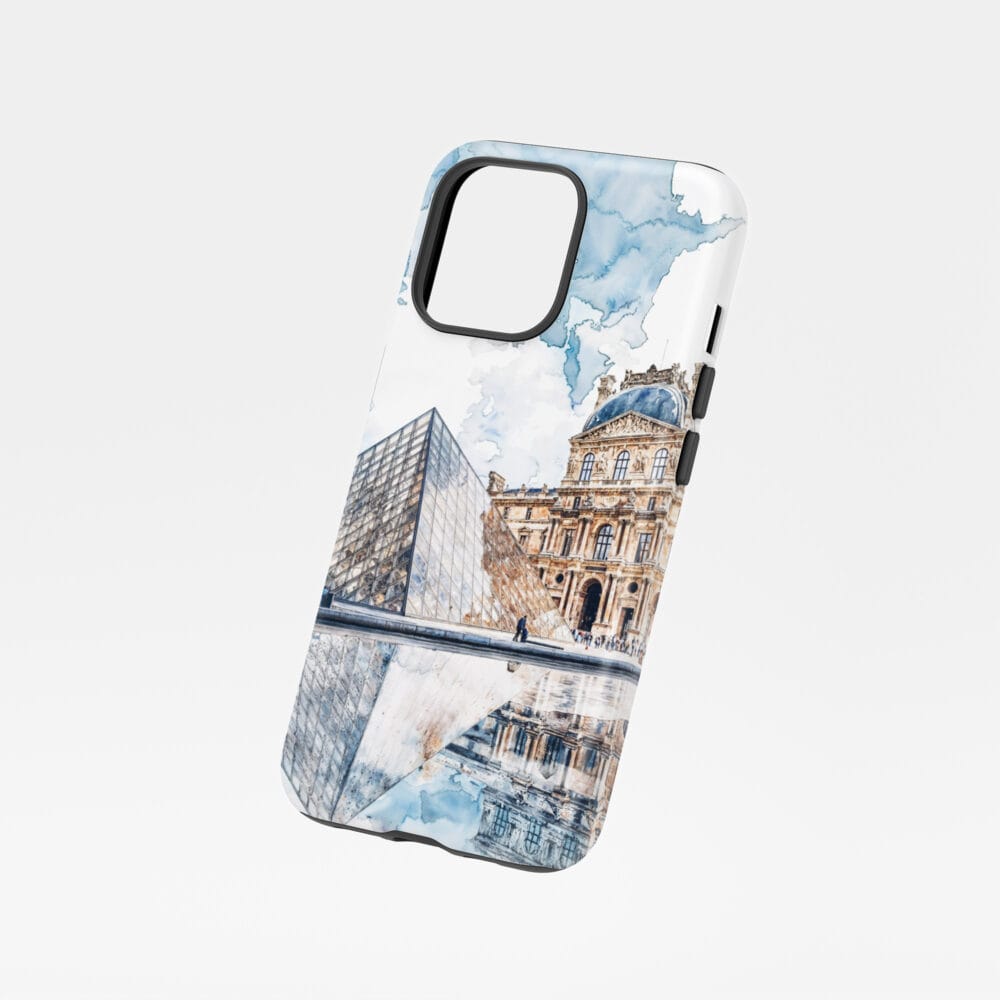 01 - France Louvre Watercolor Art Phone Case - Floating.jpg 01 - France Louvre Watercolor Art Phone Case - Floating.jpg