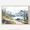 01 - Glacier National Park Watercolor - Horizontal Art - Digital Download - Main.jpg