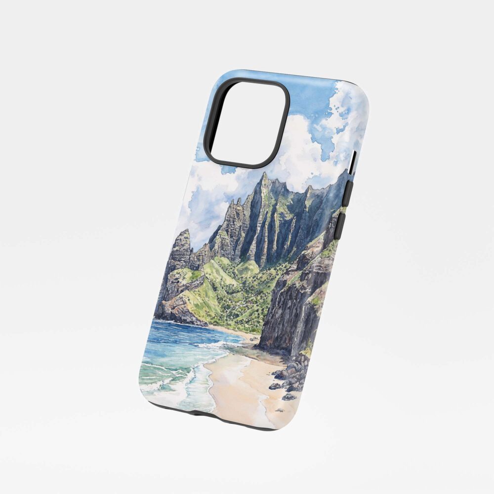 01 - Hawaii Na pali Coast - Watercolor Art Phone Case - Floating.jpg 01 - Hawaii Na pali Coast - Watercolor Art Phone Case - Floating.jpg