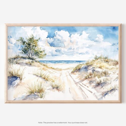 01 - Indiana Dunes National Park Watercolor - Horizontal Art - Digital Download - Main.jpg