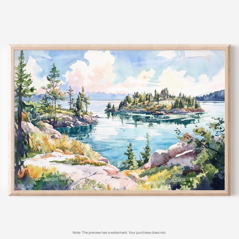 01 - Isle Royale National Park Watercolor - Horizontal Art - Digital Download - Main.jpg