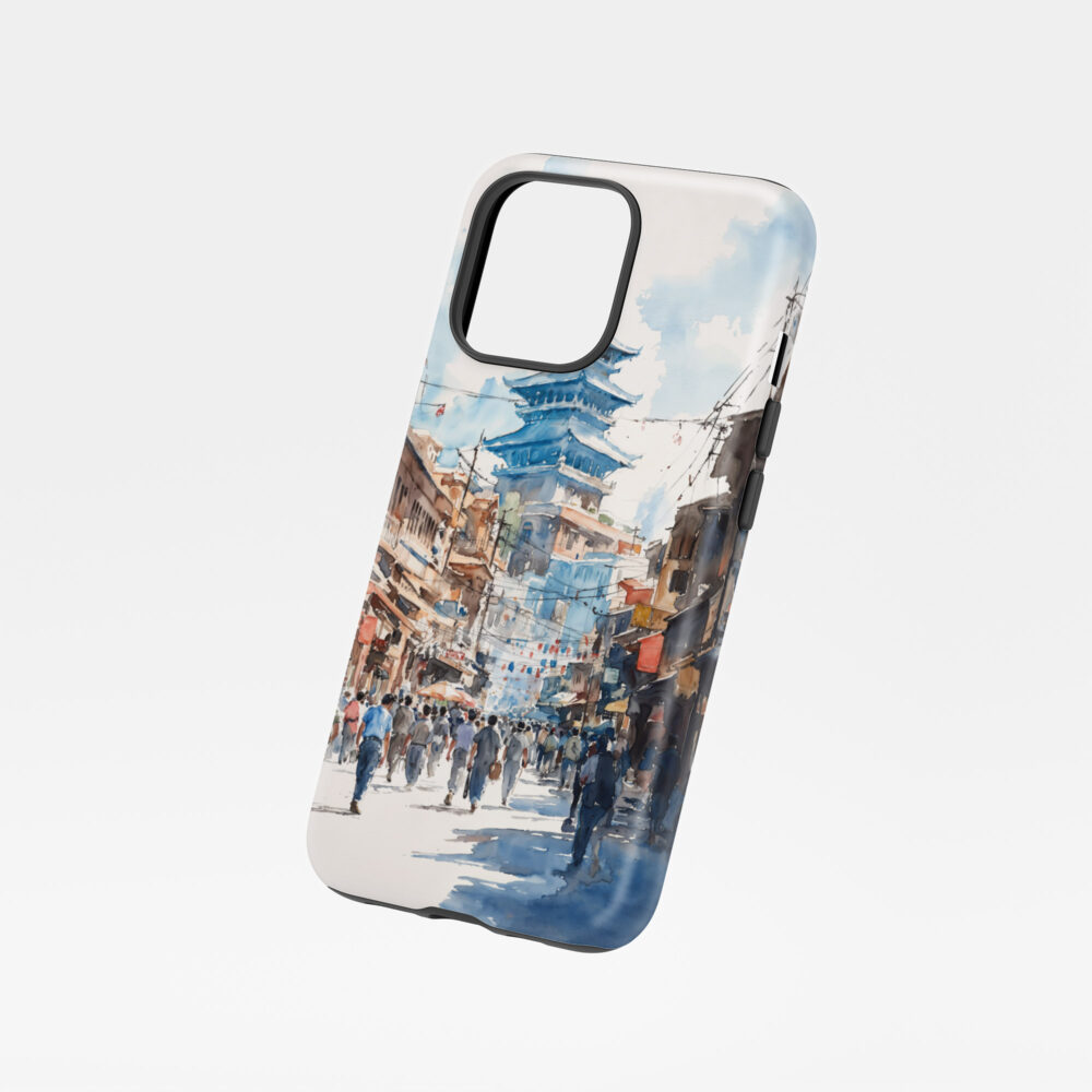 01 - Kathmandu Nepal Watercolor Art Phone Case - Floating.jpg 01 - Kathmandu Nepal Watercolor Art Phone Case - Floating.jpg