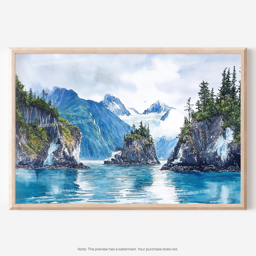01 - Kenai Fjords National Park Watercolor - Horizontal Art - Digital Download - Main.jpg 01 - Kenai Fjords National Park Watercolor - Horizontal Art - Digital Download - Main.jpg