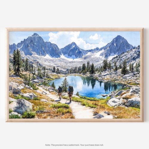 01 - Kings Canyon National Park Watercolor - Horizontal Art - Digital Download - Main.jpg