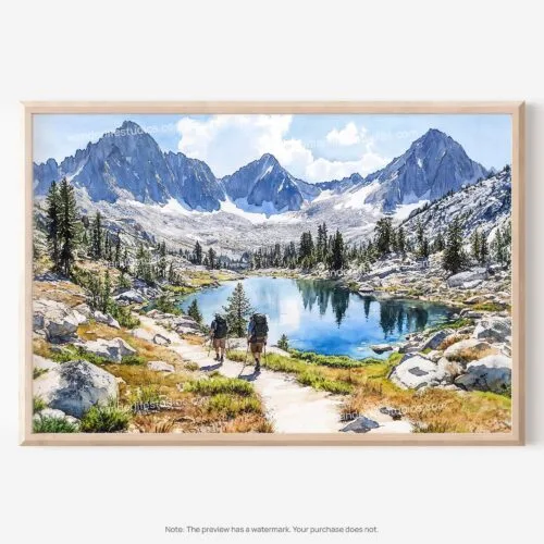 01 - Kings Canyon National Park Watercolor - Horizontal Art - Digital Download - Main.jpg