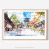 01 - Kyoto Japan Watercolor Art - Horizontal Art - Digital Download - Main.jpg
