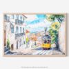01 - Lisbon Tram 28 Watercolor Art - Horizontal Art - Digital Download - Main.jpg