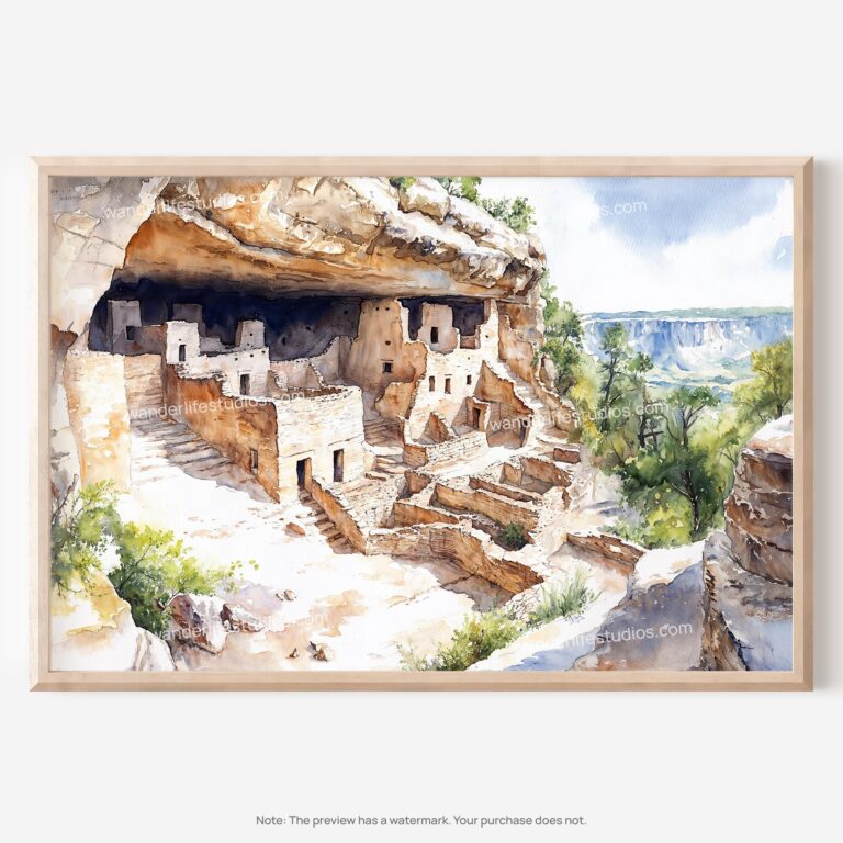 01 - Mesa Verde National Park Watercolor - Horizontal Art - Digital Download - Main.jpg