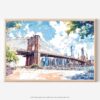 01 - NYC Brooklyn Bridge Watercolor Art - Horizontal Art - Digital Download - Main.jpg