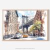 01 - NYC Manhattan Bridge Watercolor Art - Horizontal Art - Digital Download - Main.jpg