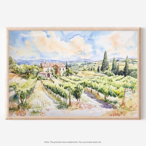 01 - Napa Valley Watercolor - Horizontal Art - Digital Download - Main.jpg