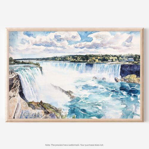 01 - Niagara Falls Watercolor - Horizontal Art - Digital Download - Main.jpg