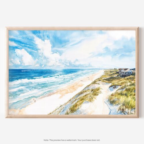 01 - Outer Banks NC Watercolor - Horizontal Art - Digital Download - Main.jpg