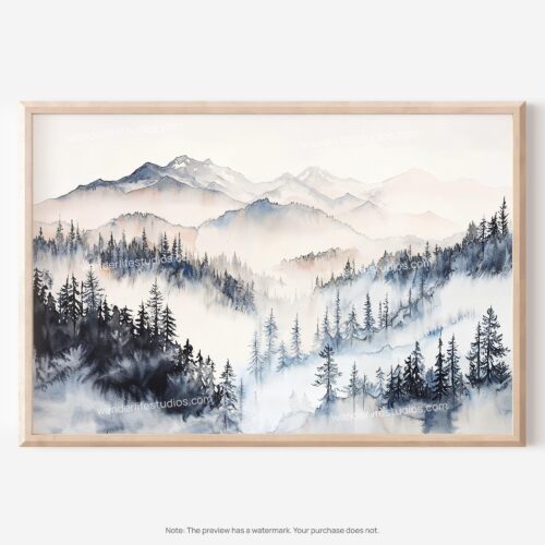 01 - Pacific Northwest Watercolor - Horizontal Art - Digital Download - Main.jpg