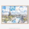 01 - Paris Skyline Watercolor Art - Horizontal Art - Digital Download - Main.jpg