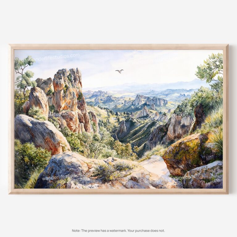 01 - Pinnacles National Park Watercolor - Horizontal Art - Digital Download - Main.jpg