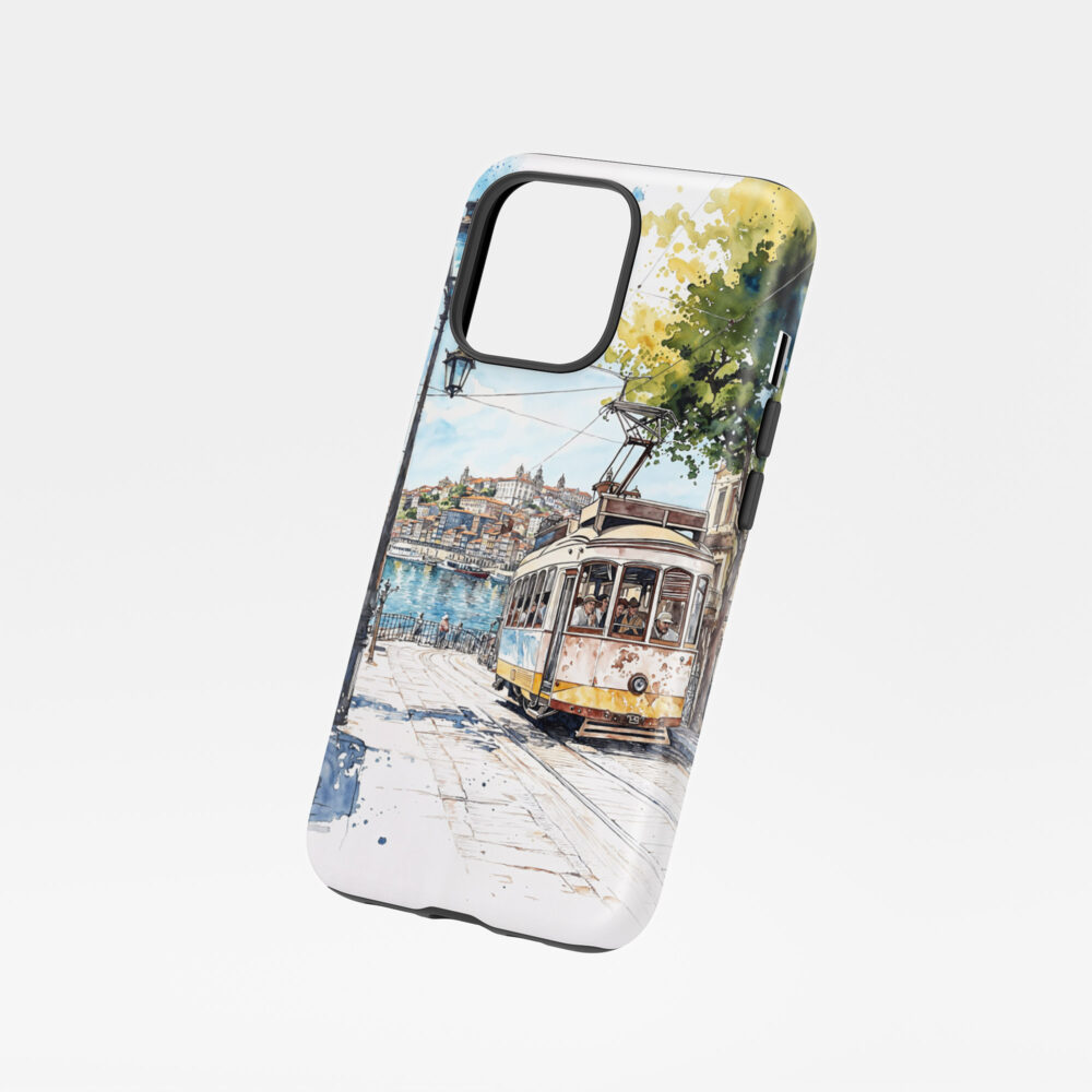 01 - Porto Tram Art - Watercolor Art Phone Case - Floating.jpg 01 - Porto Tram Art - Watercolor Art Phone Case - Floating.jpg