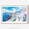 01 - Santorini Blue Dome Church Watercolor Art - Horizontal Art - Digital Download - Main.jpg