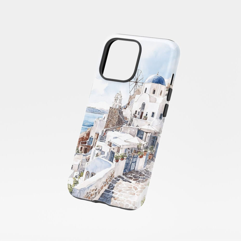 01 - Santorini Blue Dome - Watercolor Art Phone Case - Floating.jpg 01 - Santorini Blue Dome - Watercolor Art Phone Case - Floating.jpg