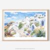 01 - Santorini Watercolor Art - Horizontal Art - Digital Download - Main.jpg