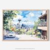 01 - Seattle Skyline Watercolor Art - Horizontal Art - Digital Download - Main.jpg