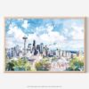 01 - Seattle Skyline with Mount Rainier Watercolor Art - Horizontal Art - Digital Download - Main.jpg