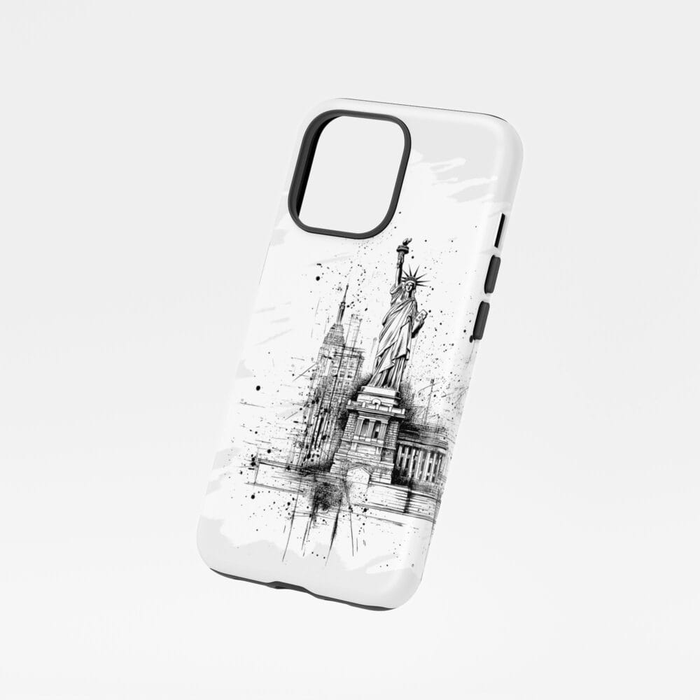01 - Statue of liberty - Pencil Drawing Phone Case - Floating.jpg 01 - Statue of liberty - Pencil Drawing Phone Case - Floating.jpg