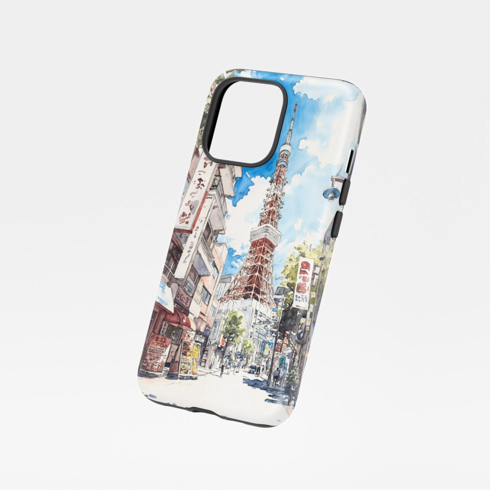 01 - Tokyo Tower - Watercolor Art Phone Case - Floating.jpg 01 - Tokyo Tower - Watercolor Art Phone Case - Floating.jpg