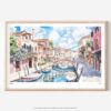 01 - Venice Italy Canals Watercolor Art - Horizontal Art - Digital Download - Main.jpg