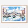 01 - Venice Italy Rialto Bridge Watercolor Art - Horizontal Art - Digital Download - Main.jpg