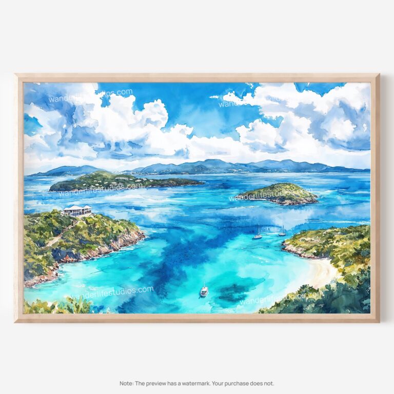 01 - Virgin Islands National Park Watercolor - Horizontal Art - Digital Download - Main.jpg