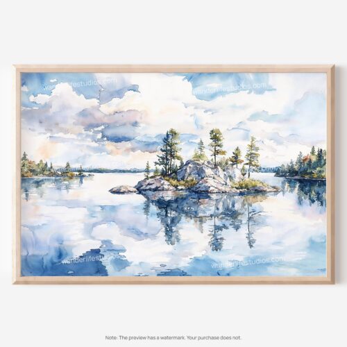 01 - Voyageurs National Park Watercolor - Horizontal Art - Digital Download - Main.jpg