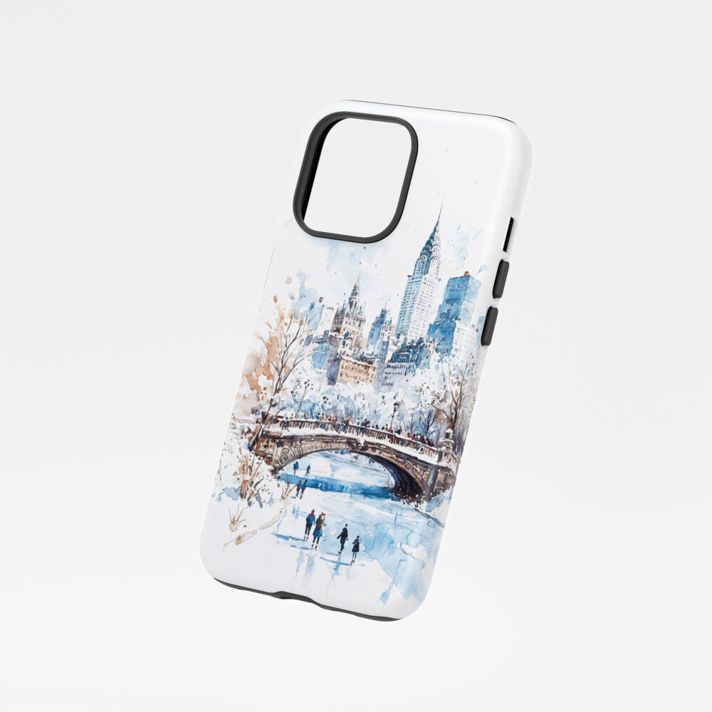 01 - White Christmas Central Park New York Watercolor Art Phone Case - Floating.jpg 01 - White Christmas Central Park New York Watercolor Art Phone Case - Floating.jpg