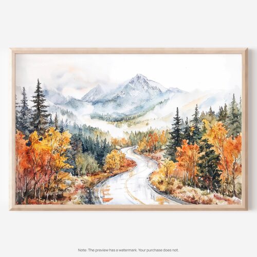 01 - White Mountains National Park Watercolor - Horizontal Art - Digital Download - Main.jpg