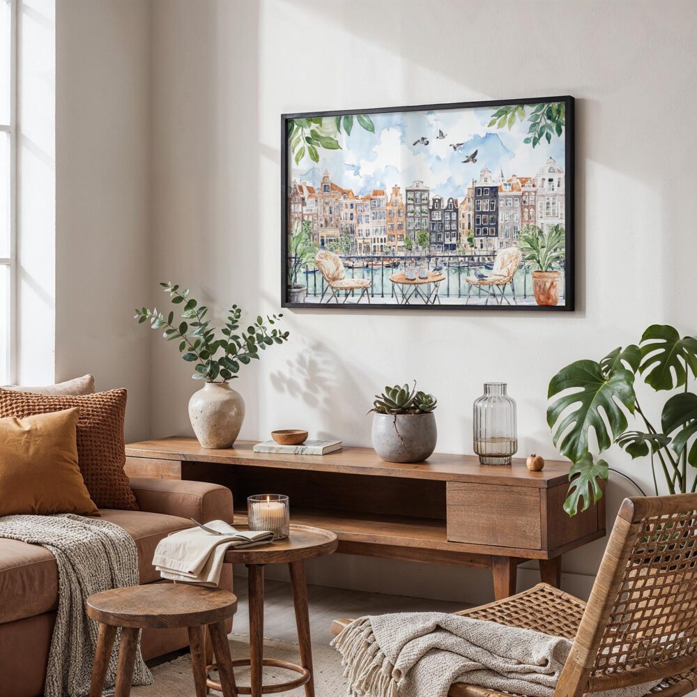 02 - A Morning in Amsterdam Watercolor Art - Horizontal Art - Digital Download - Boho Living Room.jpg 02 - A Morning in Amsterdam Watercolor Art - Horizontal Art - Digital Download - Boho Living Room.jpg